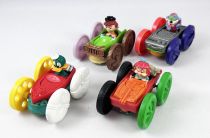 Tiny Toons - McDonald\'s Premium - Set of 4 vehicles (Buster Bunny/Elmira, Babs Bunny/Plucky Duck, Dizzy Devil/Hamton, Gogo Dodo