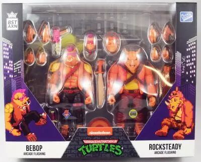 TMNT Tortues Ninja - BST AXN - Figurine 13cm Bebop & Rocksteady \ Arcade Flashing\ 