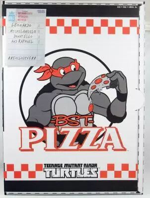 TMNT Tortues Ninja - BST AXN - Pizza 4-pack Figurines 13cm Battle-Damaged Michelangelo, Leonardo, Raphael, Donatello