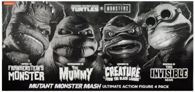 TMNT Tortues Ninja - NECA - Universal Monsters Mutant Monster Mash 4-pack (black & white)