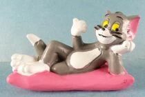 Tom & Jerry  - Figurine Pvc Bully 1984 - Tom  Allong&eacute; sur un Coussin