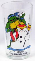 Tortues Ninja - Verre à moutarde Amora 1992 - Leonardo et le bonhomme de neige