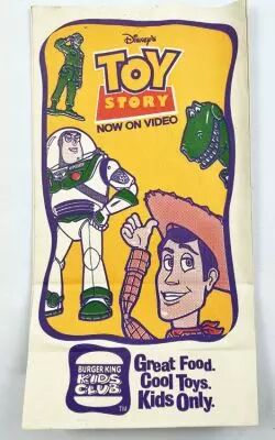 Toy Story - Burger King \ Kids Club Meal\  - Promotional Paper Bag 