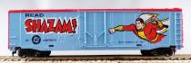 Tyco 368D Ho Usa Boxcar Reefer 40\' Wagon with Bogies Shazam DC Comics Blue Livery