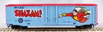 Tyco 368D Ho Usa Boxcar Reefer 40\' Wagon with Bogies Shazam DC Comics Blue Livery