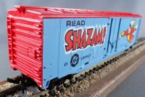 Tyco 368D Ho Usa Boxcar Reefer 40\' Wagon with Bogies Shazam DC Comics Blue Livery