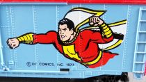 Tyco 368D Ho Usa Boxcar Reefer 40\' Wagon with Bogies Shazam DC Comics Blue Livery