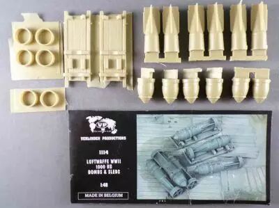 Verlinden Productions 1114 - WW2 Luftwaffe 1000 Kg \ Hermann\  General Demolition Bombs & Sleds Kit  R�sine 1/48 Neuf sans Boite