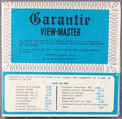 View Master - Bon de Garantie et Bon de Commande Sawyer\'s Inc.