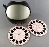 View-Master 3-D (GAF)  - Brown Round Viewer + 2 Preview Reel Disks