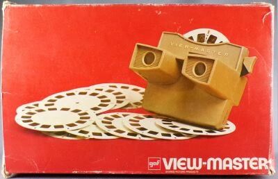 View-Master 3-D (GAF) - Coffret Visionneuse Grise + 9 Disques + Catalogue