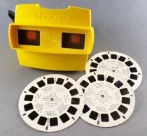 View-Master 3-D (GAF) - Visionneuse Jaune + 3 Disques Bip-Bip Le Coureur de Grand Chemin