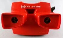 View-Master 3-D (GAF) - Visionneuse Rouge + 3 Disques Mickey Donald Goofy Nettoyeurs d\'Horloge