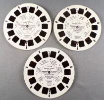 View-Master 3-D (GAF) - Visionneuse Rouge + 3 Disques Mickey Donald Goofy Nettoyeurs d\'Horloge