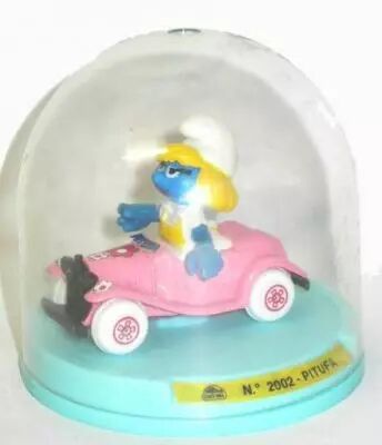 Voiture m�tal Guisval (R�f 2002) Tacot cabriolet rose de la Schtroumpfette neuf en boite