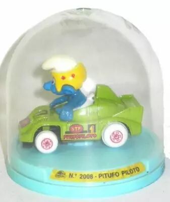 Voiture m�tal Guisval (R�f 2008) Formule 1 verte du Schtroumpf pilote neuve en boite