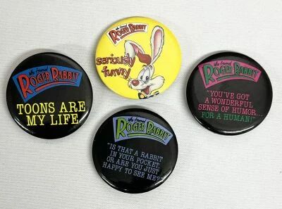 Who Framed Roger Rabbit - Set of 4 Buttons (Badges) #01 - Amblin / Disney 1987