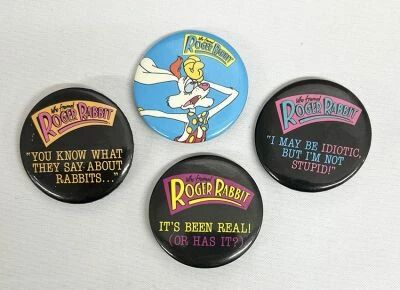 Who Framed Roger Rabbit - Set of 4 Buttons (Badges) #03 - Amblin / Disney 1987