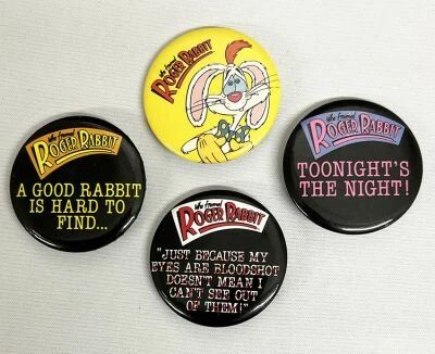 Who Framed Roger Rabbit - Set of 4 Buttons (Badges) #04 - Amblin / Disney 1987