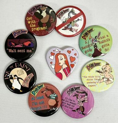 Who Framed Roger Rabbit - Set of 9 Buttons - Amblin / Disney 1987