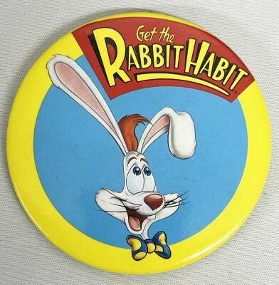 Who Framed Roger Rabbit (Get the Rabbit Habit) - Large Button / Grand Badge - Amblin / Disney 1987