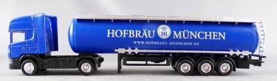 Worlein Ho 1/87 Camion Scania 420 124L Bleu Semi Remorque Citerne Brasseur Hofbr�u