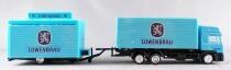 Worlein Ho 1:87 Man Blue Truck & L&ouml;wenbr&auml;u Beer Bar Road Trailer