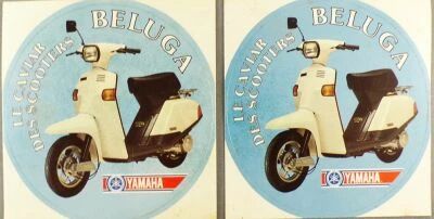 Yamaha - Cyclomoteur - Lot de 2 Autocollants Vintages Beluga Le Caviar des Scooters