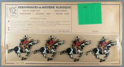 Yc� Paris - Mint Plate of 4 Rhodoid Figures to Cut - Mounted Cow-Boys