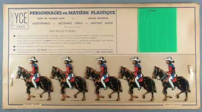 Yc� Paris - Mint Plate of 5 Rhodoid Figures to Cut - Mounted Cow-Boys