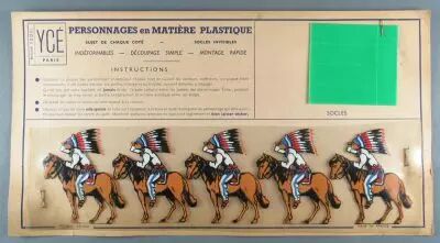 Yc� Paris - Mint Plate of 5 Rhodoid Figures to Cut - Mounted Indians