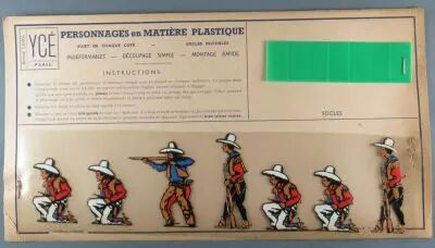 Yc� Paris - Mint Plate of 7 Rhodoid Figures to Cut - Footed Cow-Boys 1