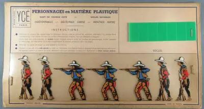 Yc� Paris - Mint Plate of 7 Rhodoid Figures to Cut - Footed Cow-Boys 2