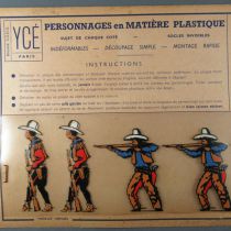 Ycé Paris - Mint Plate of 7 Rhodoid Figures to Cut - Footed Cow-Boys 2