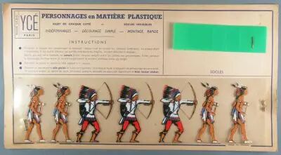 Yc� Paris - Mint Plate of 7 Rhodoid Figures to Cut - Footed Indians 1