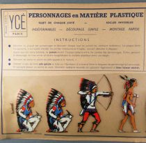 Ycé Paris - Mint Plate of 7 Rhodoid Figures to Cut - Footed Indians 2