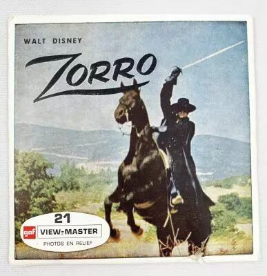 Zorro - View-Master (GAF) - Pochette de 3 disques (21 images st�r�o) et Livret