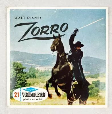 Zorro - View-Master (Sawyer\'s Inc.) - Pochette de 3 disques (21 images st�r�o) et Livret