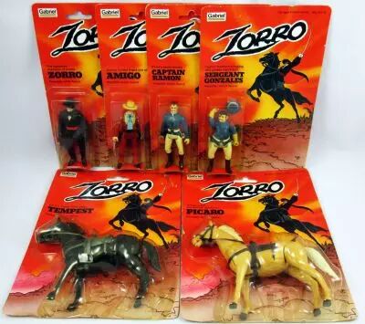 Zorro (Filmation) - Gabriel - Set complet de 6 action-figures : Amigo, Ramon, Gonzales, Tempest, Picaro, Zorro (sous blister)